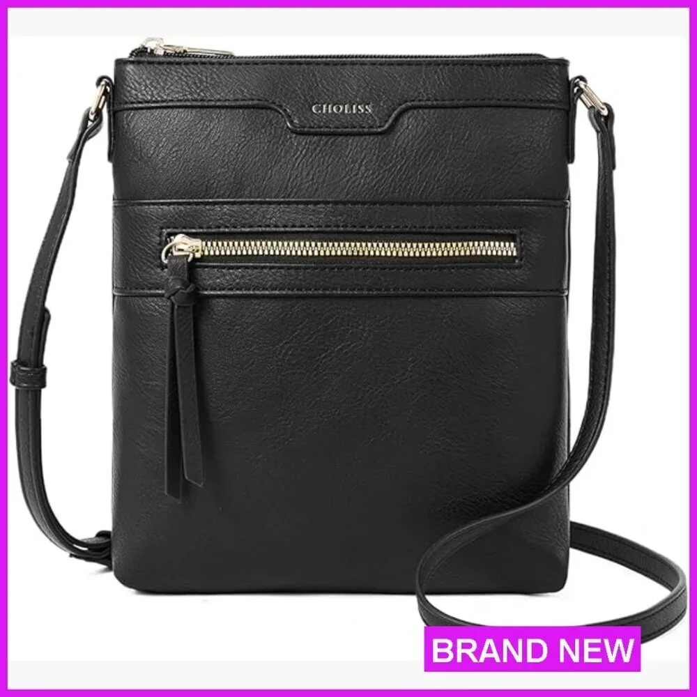 Vegan Leather Crossbody Bag Satchel Travel Purse Functional Chic Minimal